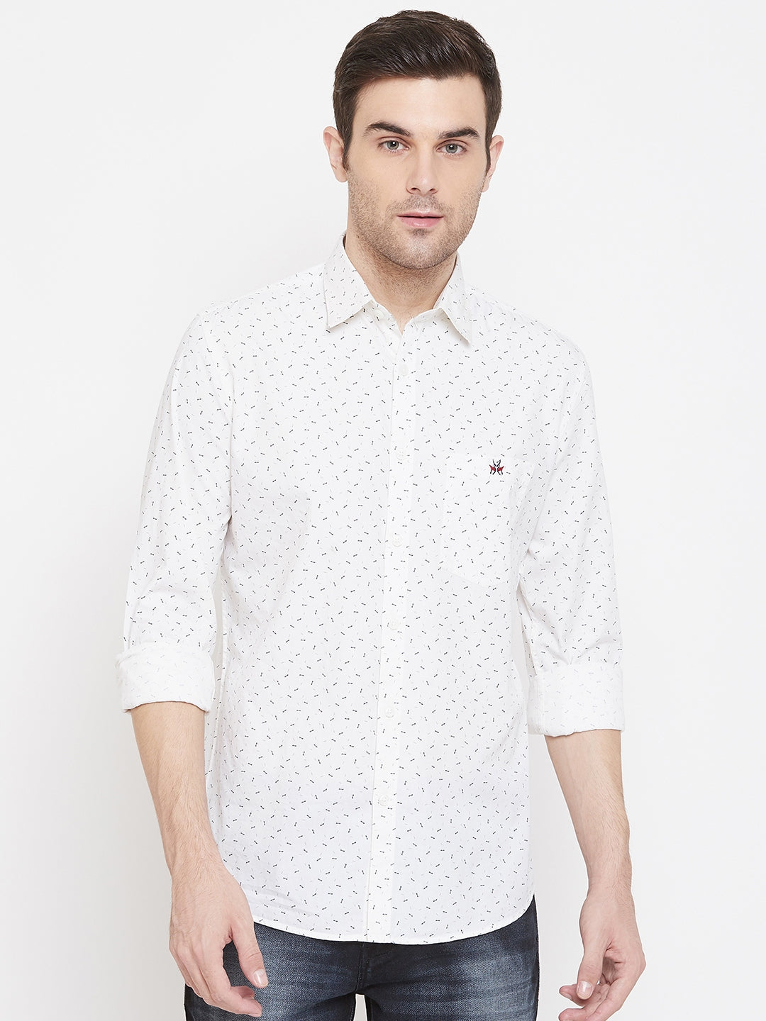 Printed White Button up Shirt - Men Shirts