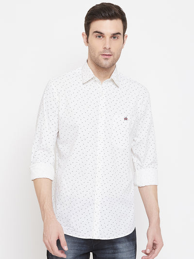Printed White Button up Shirt - Men Shirts