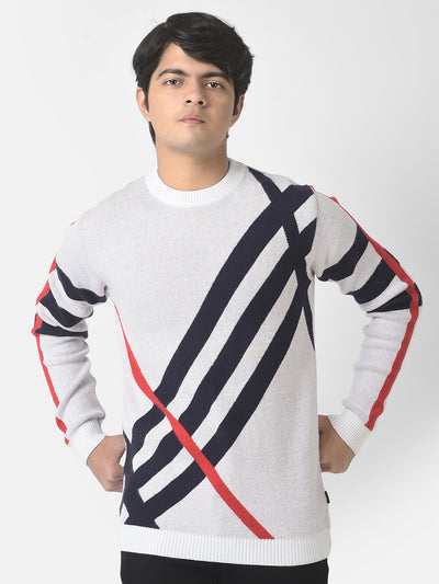  Off-White Graphic Striped Sweater