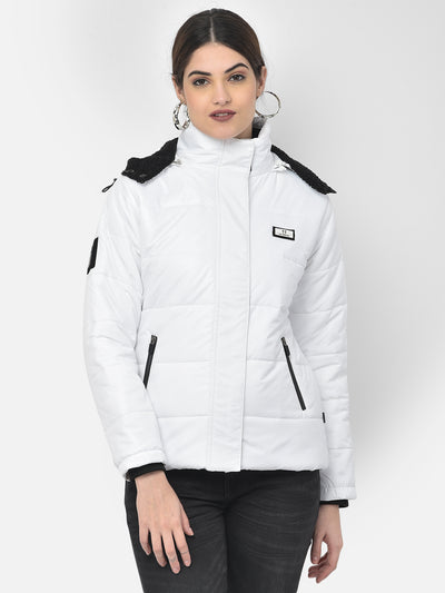 White Detachable Hood Jacket - Women Jackets