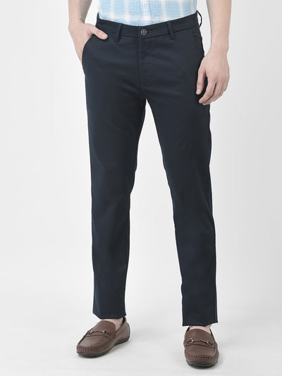  Navy Blue Regular-Rise Trousers
