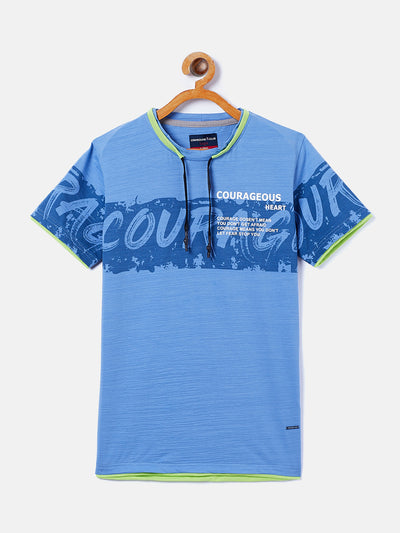 Blue Printed Round Neck T-Shirt - Boys T-Shirts