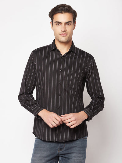 Black Striped Business Shirt