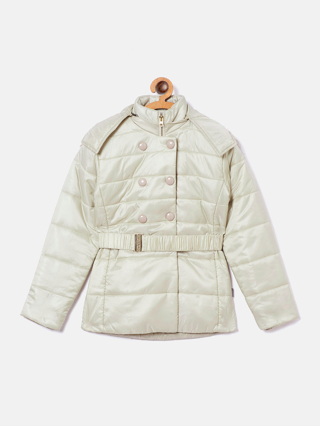 White Detachable Hood Jacket - Girls Jackets