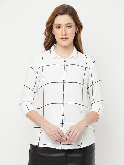 White Checked Casual Shirt - Women Shirts