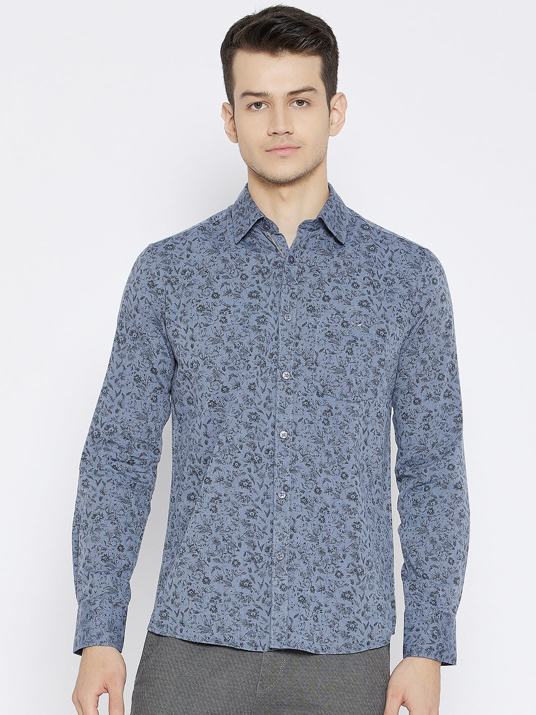 Blue Floral Printed Slim Fit shirt - Men Shirts