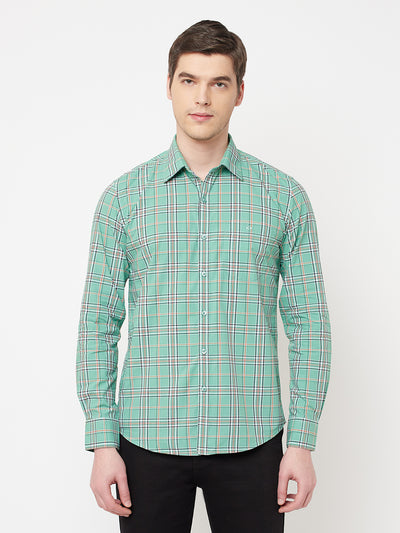 Green Checked Casual Shirt - Men Shirts