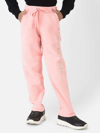 Baby Pink Track Pants with Typographic Detailing 