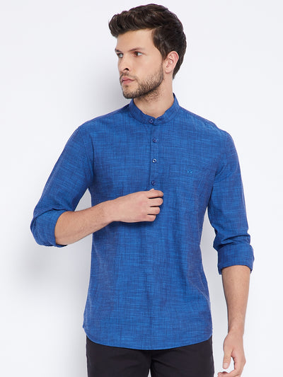 Blue Mandarin Kurta - Men Kurtas