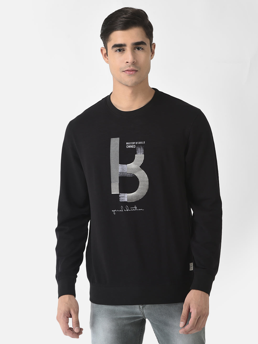  Black Sweatshirt in Cotton Blend