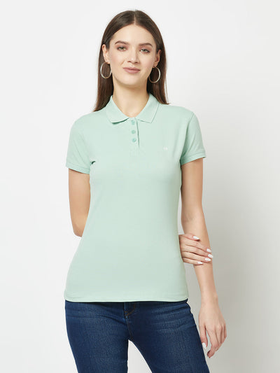  Mint Green Fitted Polo T-Shirt