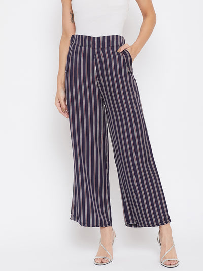 Striped Flared Trousers - Women Trousers