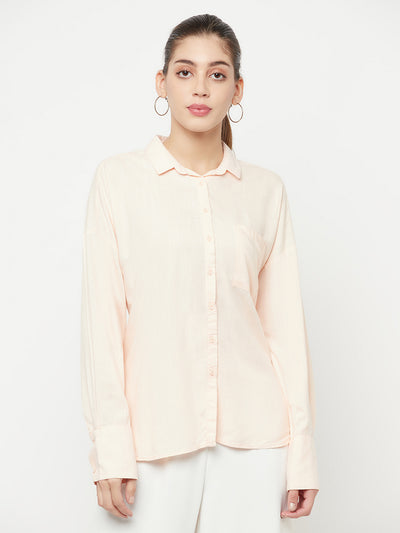 Peach Long Sleeves Shirt - Women Shirts