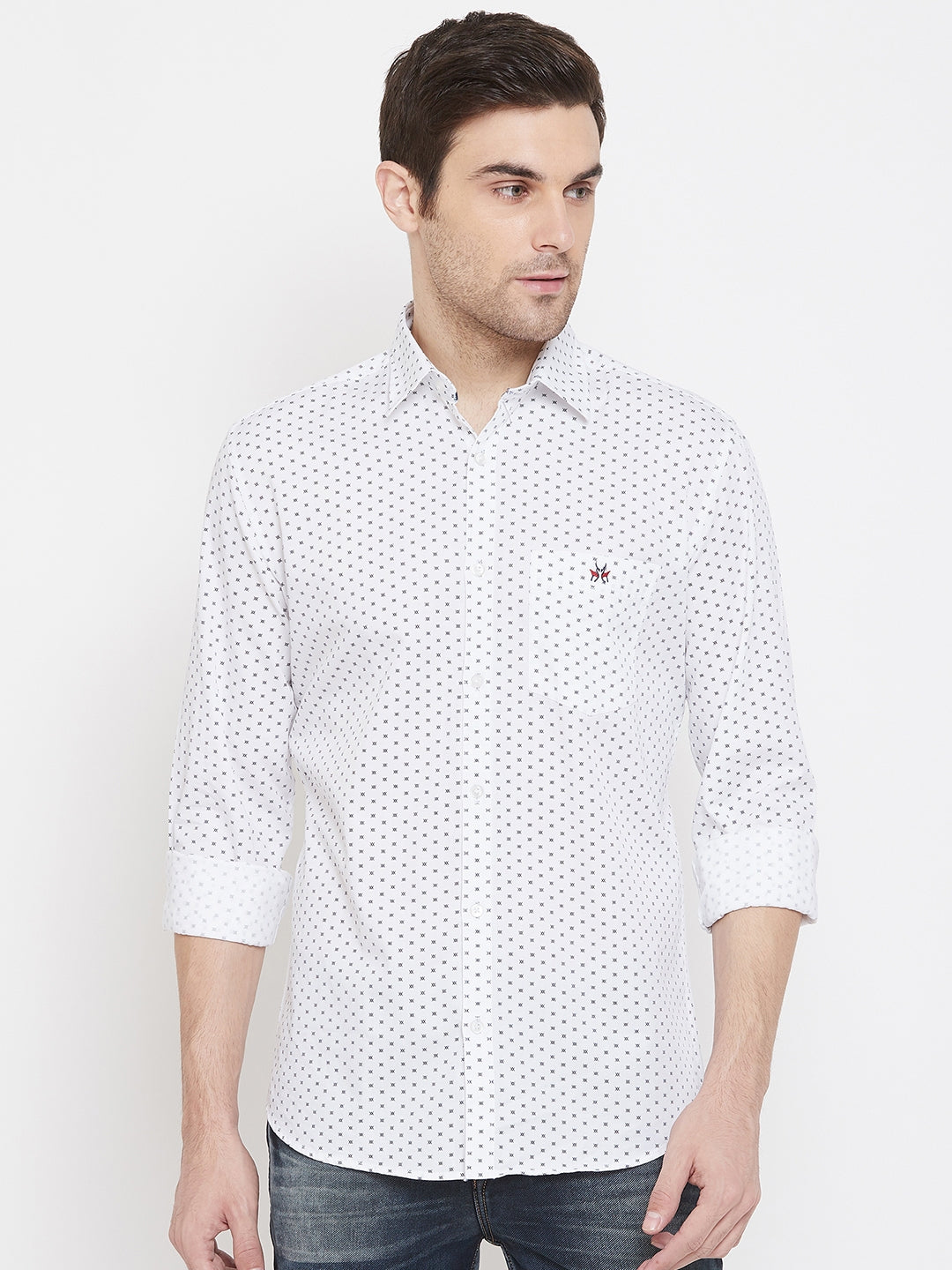 White Printed Button up Shirt - Men Shirts