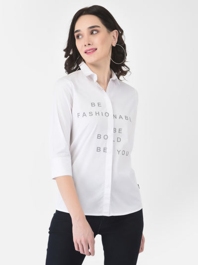 White Typographic Shirt-Women Shirts-Crimsoune Club