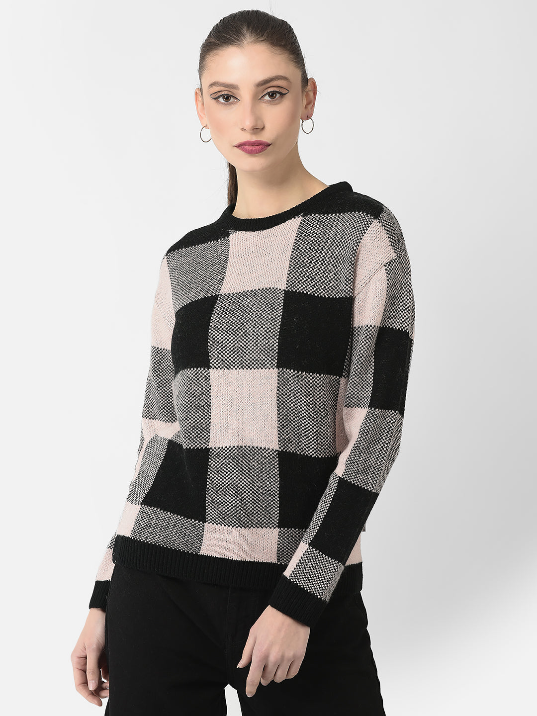  Black-Pink Checked Sweater