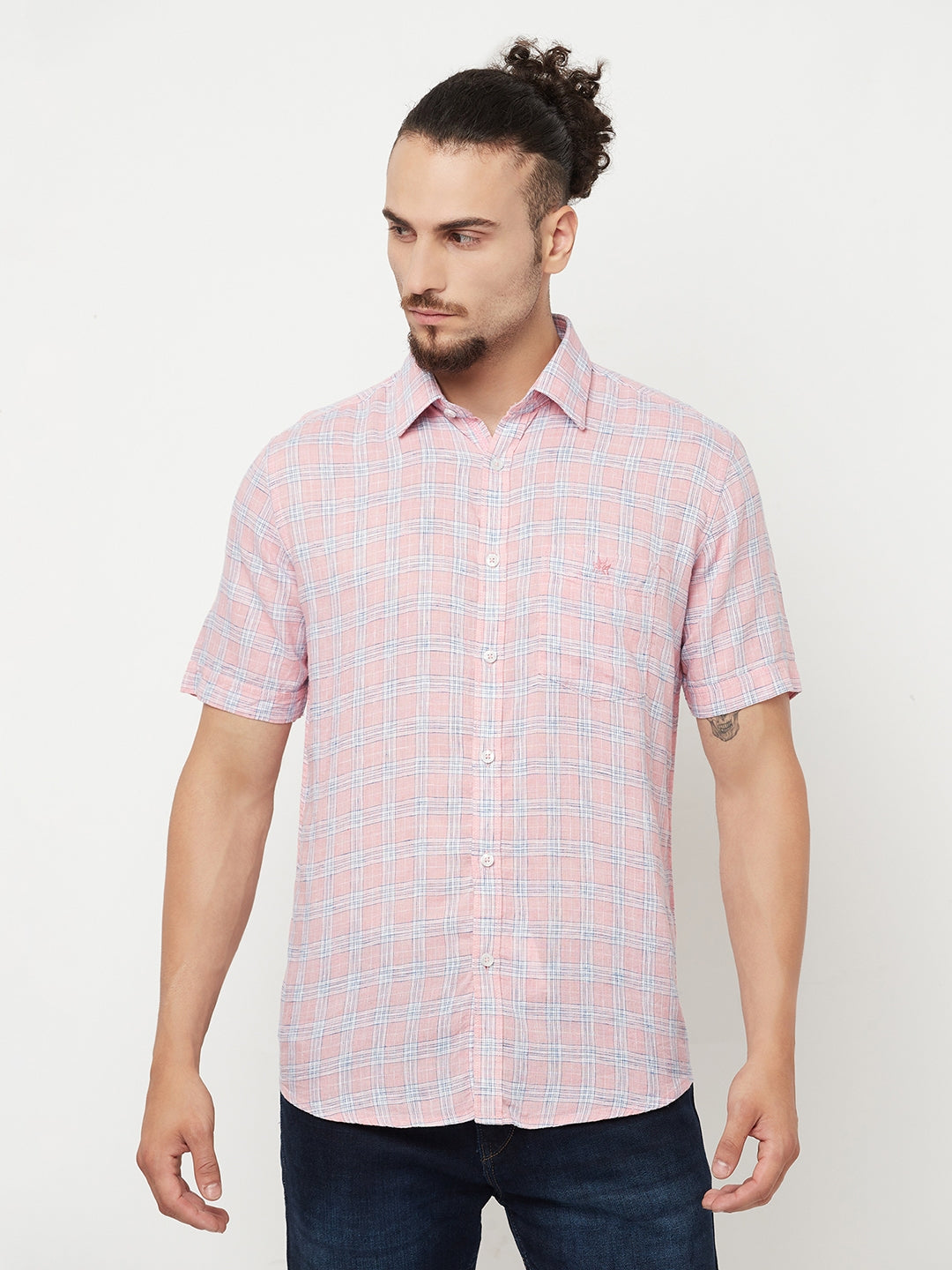Pink Checked Casual Shirt - Men Shirts
