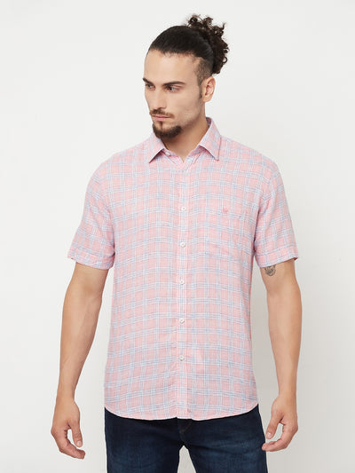 Pink Checked Casual Shirt - Men Shirts