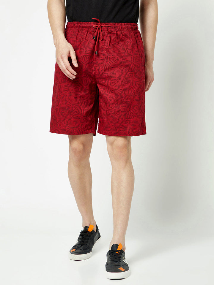  Red Abstract Print Lounge Shorts