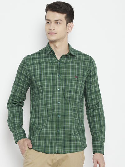 Green Checked Slim Fit shirt - Men Shirts