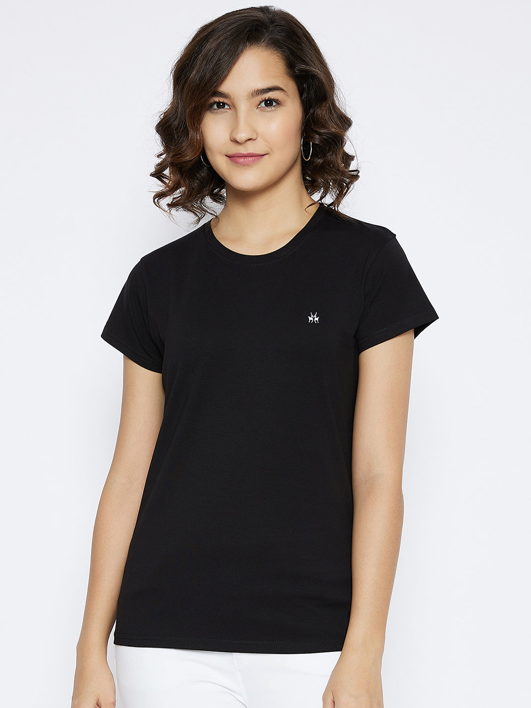 Black Round Neck T-shirt - Women T-Shirts