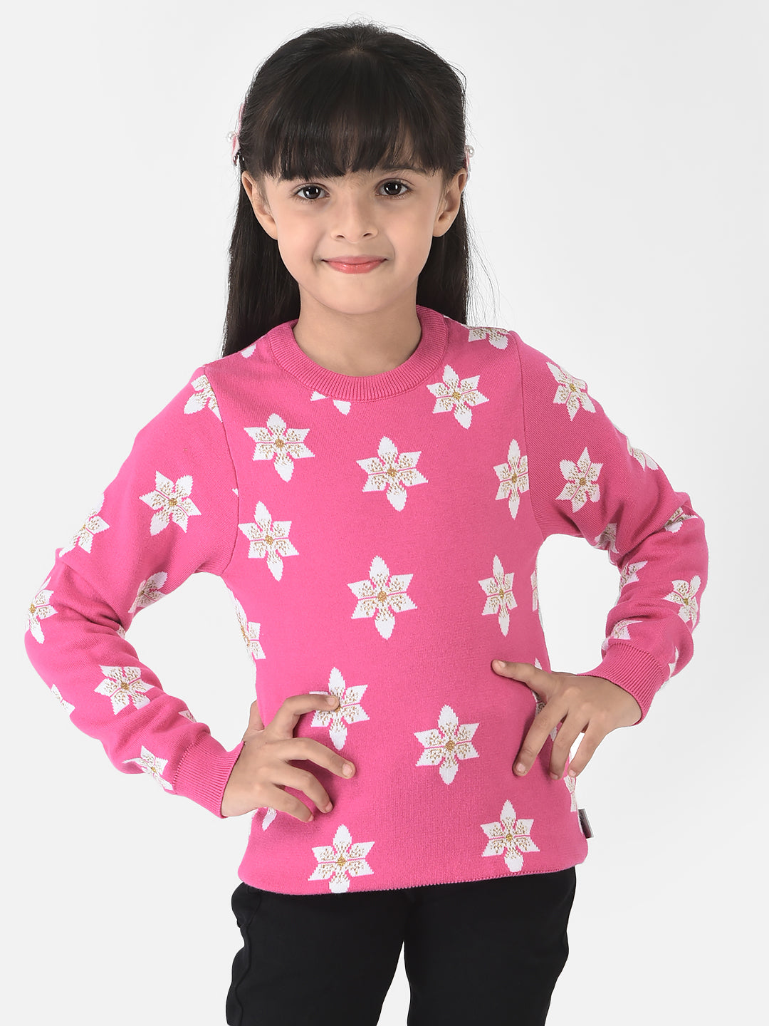 Pink Knitwear with Floral Print