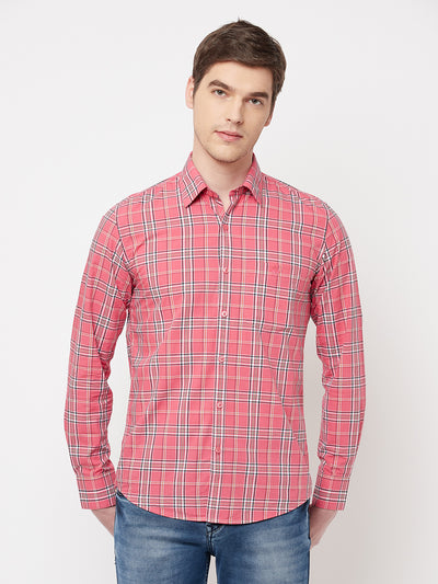 Pink Checked Casual Shirt - Men Shirts