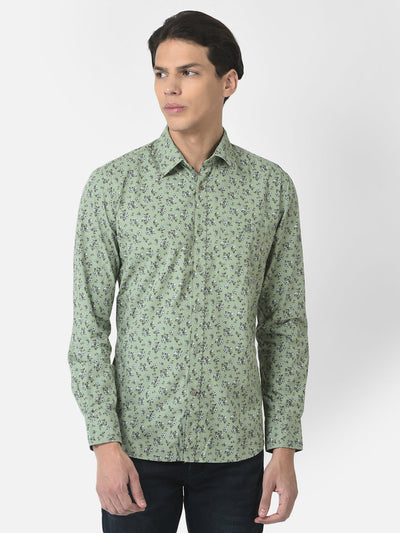 Tea Green Shirt in Floral Print 