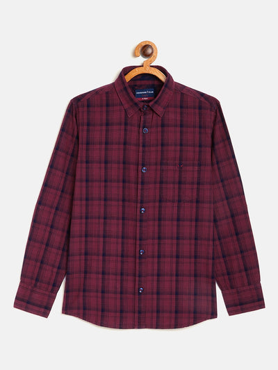 Maroon Checked Full Sleeves Shirt - Boys Shirts