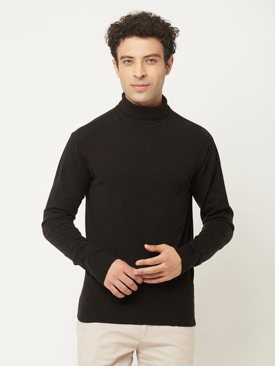 Black Sweater with High-Neck-Men Sweaters-Crimsoune Club