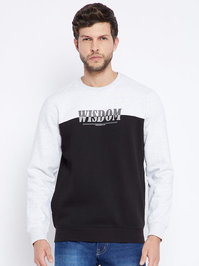 Black Colourblocked Round Neck Sweatshirt - Men Sweatshirts