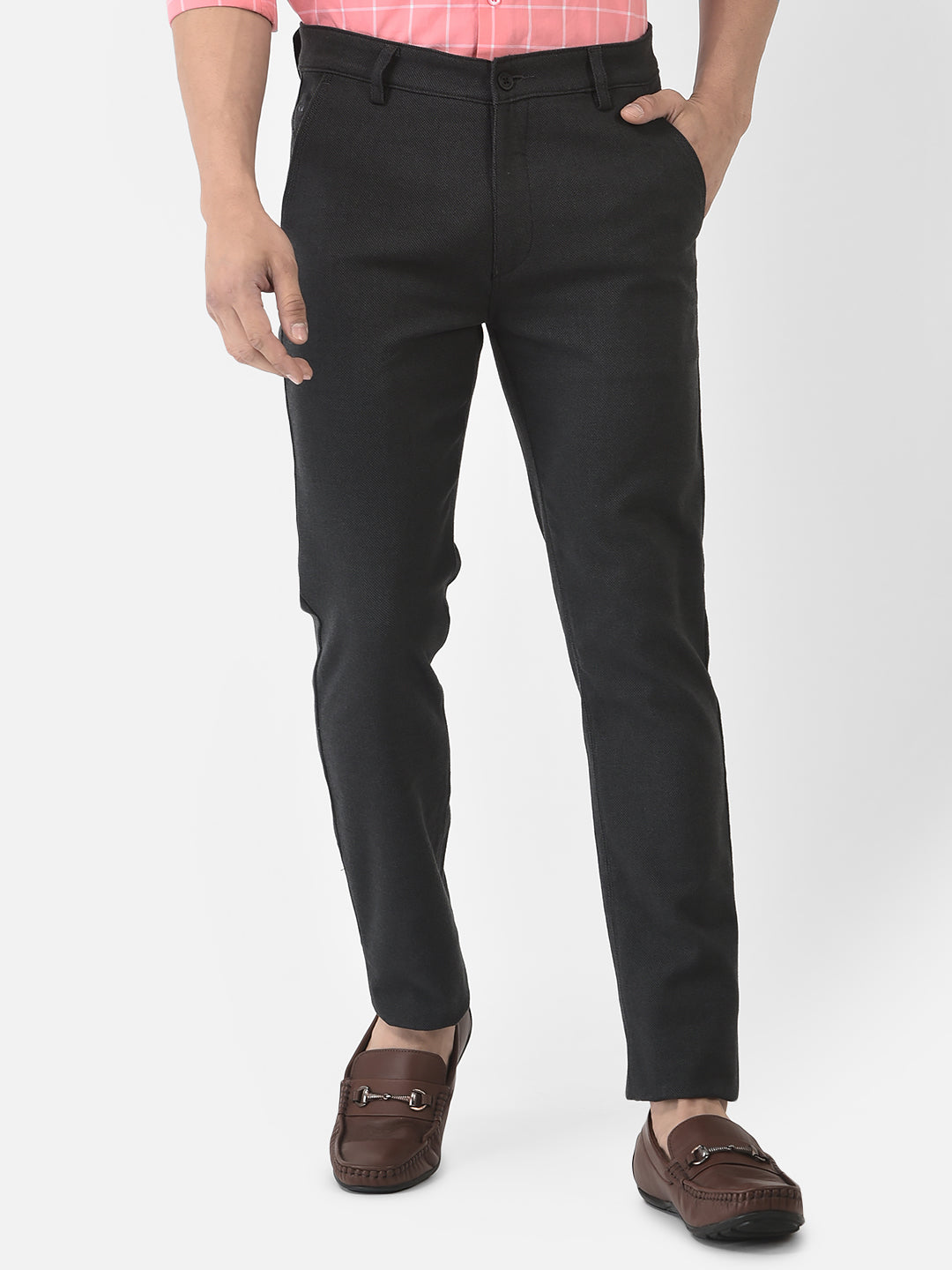  Dark Grey Trousers with Textured Print