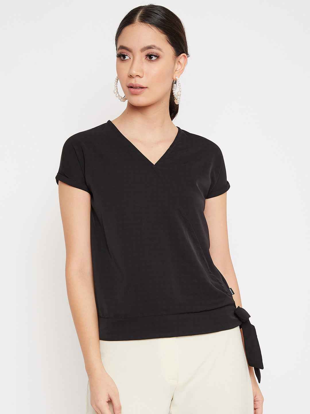 Checks V Neck Top