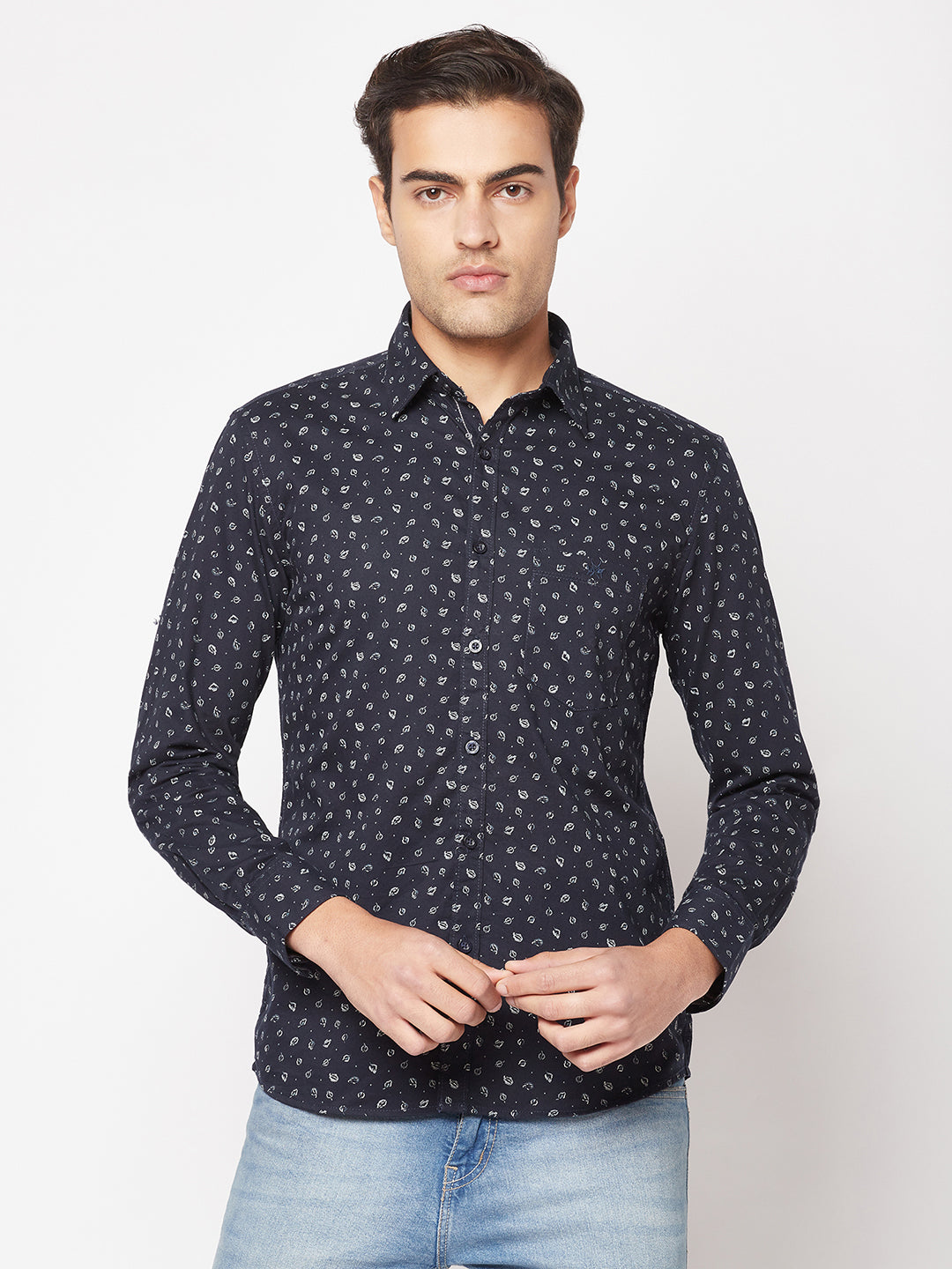  Navy-Blue Floral Shirt 