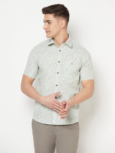 Green Floral Linen Shirt - Men Shirts