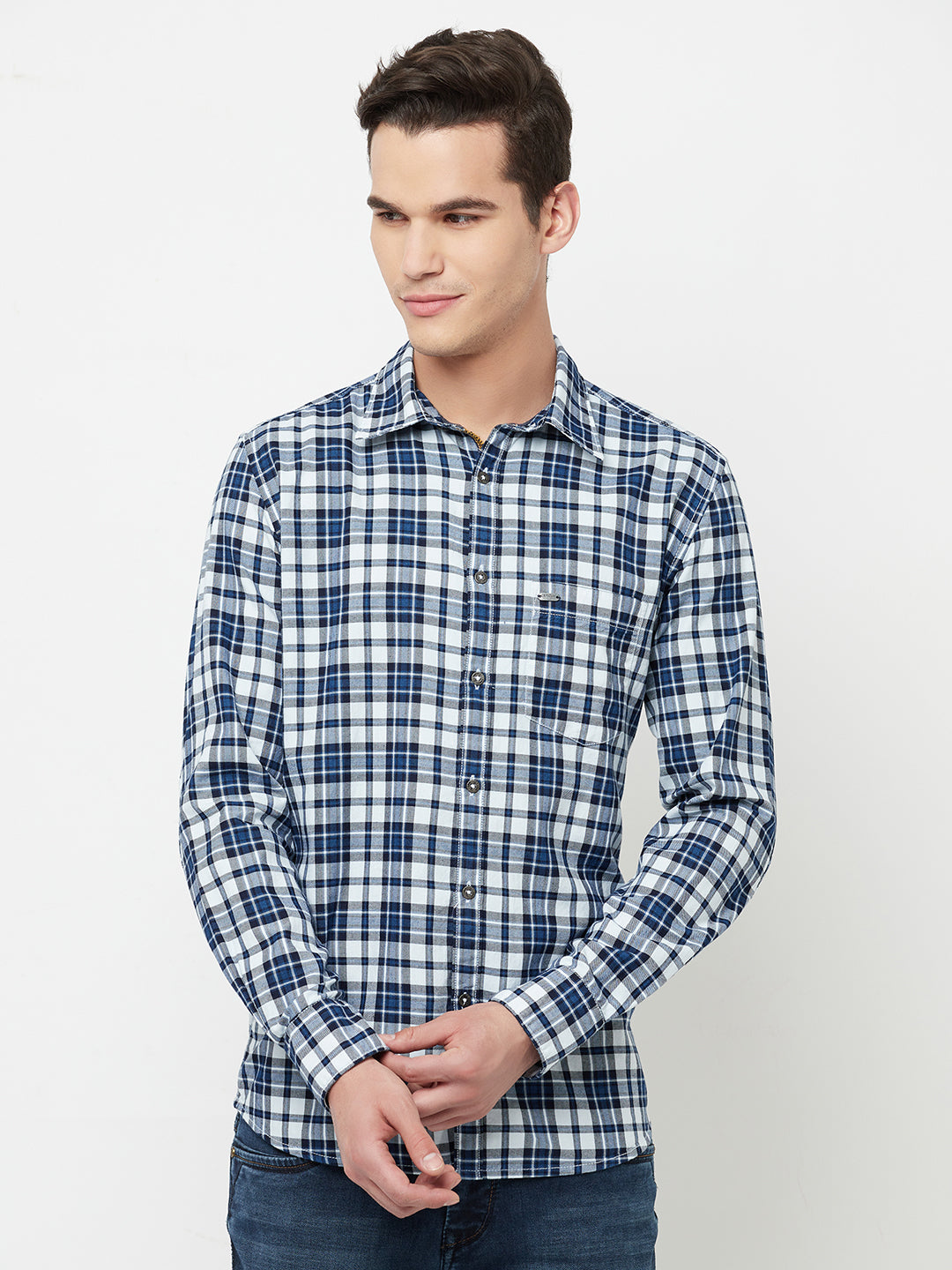 Blue Checked Shirt - Men Shirts