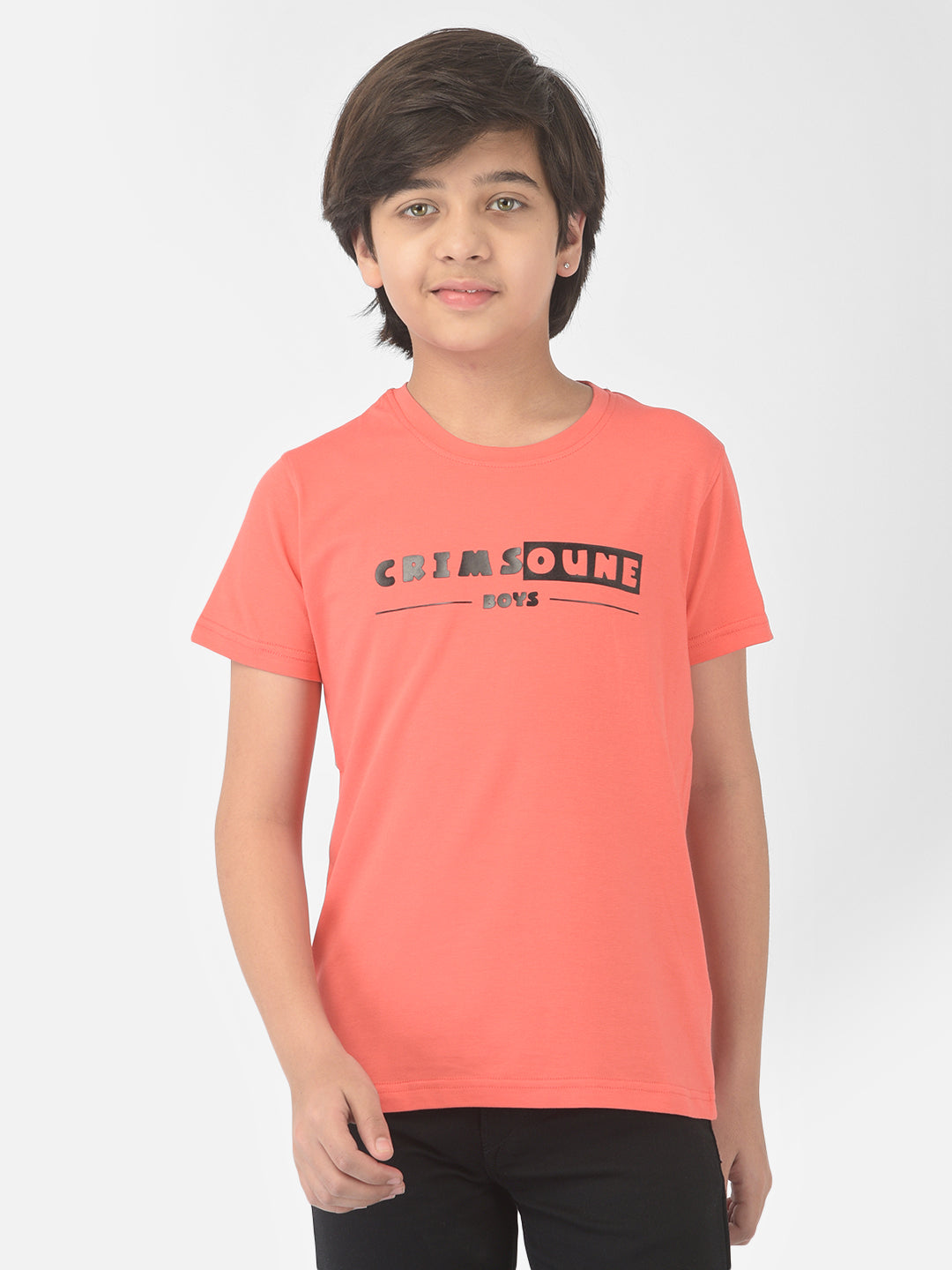 Pink Printed Round Neck T-shirt - Boys T-Shirts