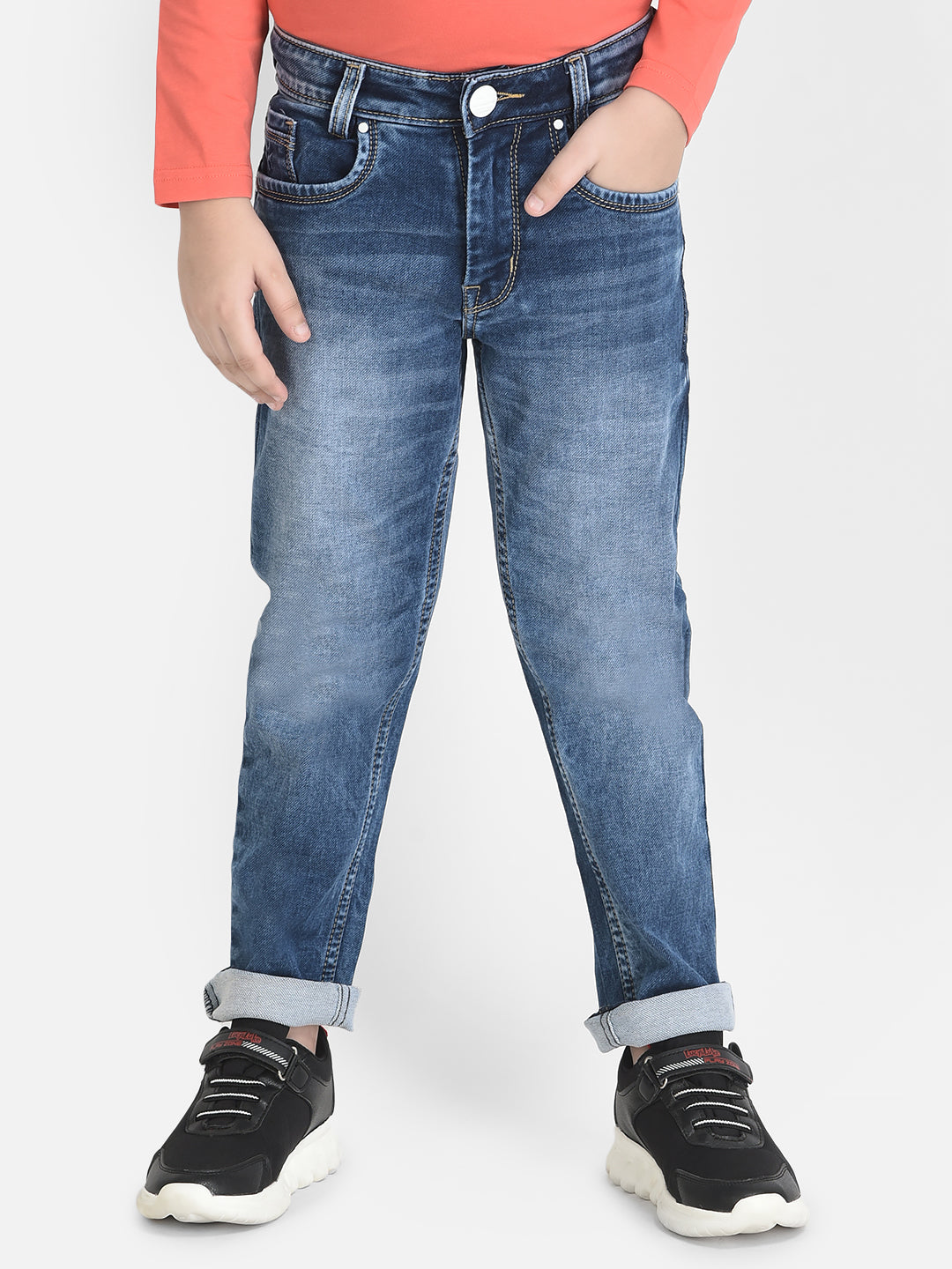 Blue Heavy Fade Jeans-Boys Jeans-Crimsoune Club