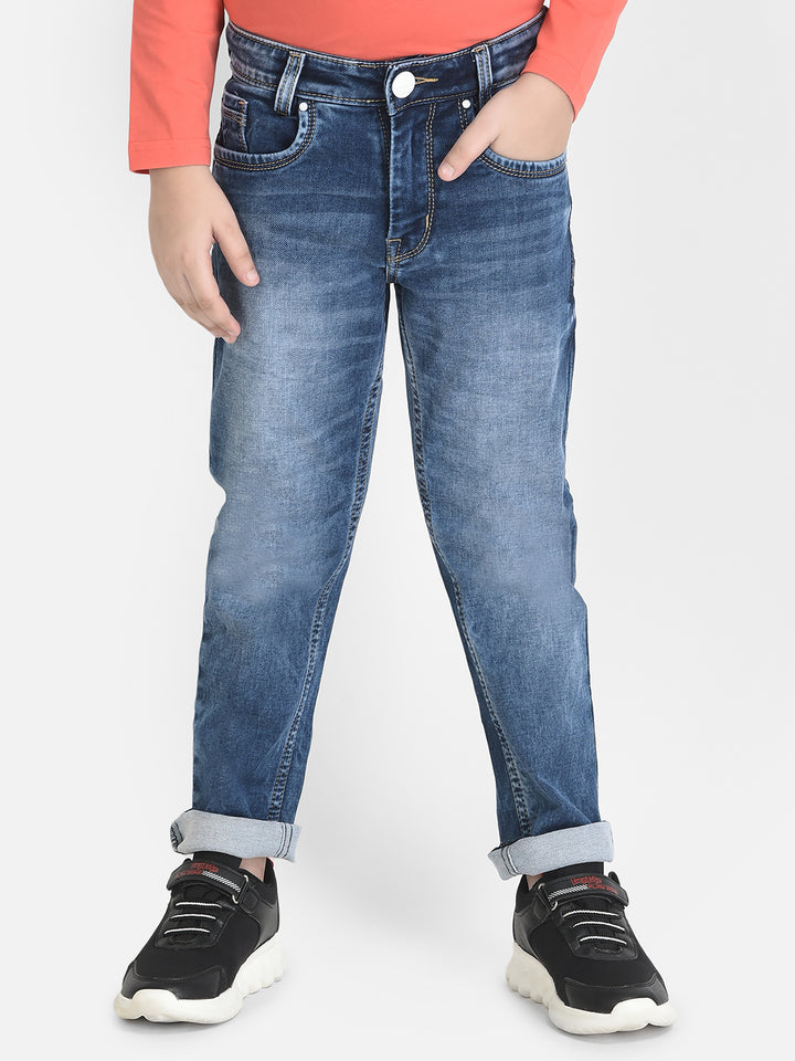 Blue Heavy Fade Jeans-Boys Jeans-Crimsoune Club