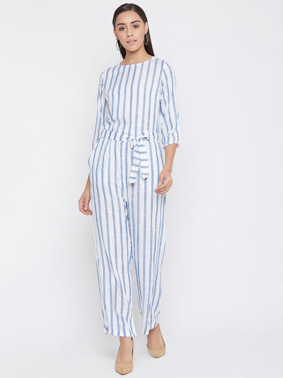 Blue Striped Jumpsuit - Women Jumpsuits