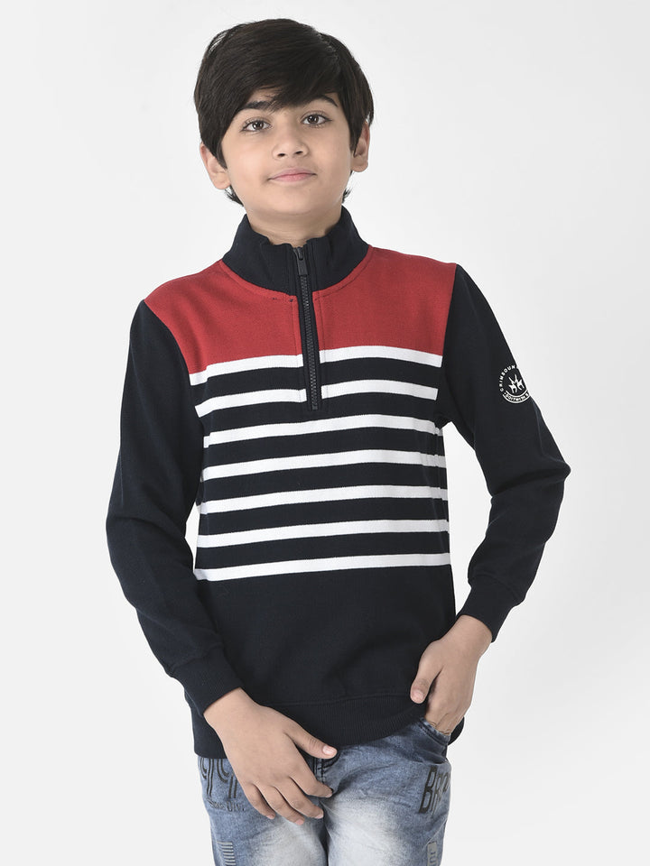  Half-Zipped Red Stripe Sweatshirt 