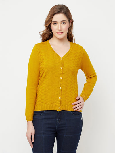 Mustard V-Neck Sweater - Women Sweaters