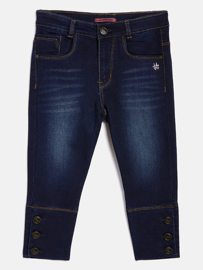 Blue Denim Capris - Girls Capris