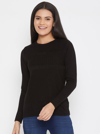 Black Round Neck Sweater - Women Sweaters