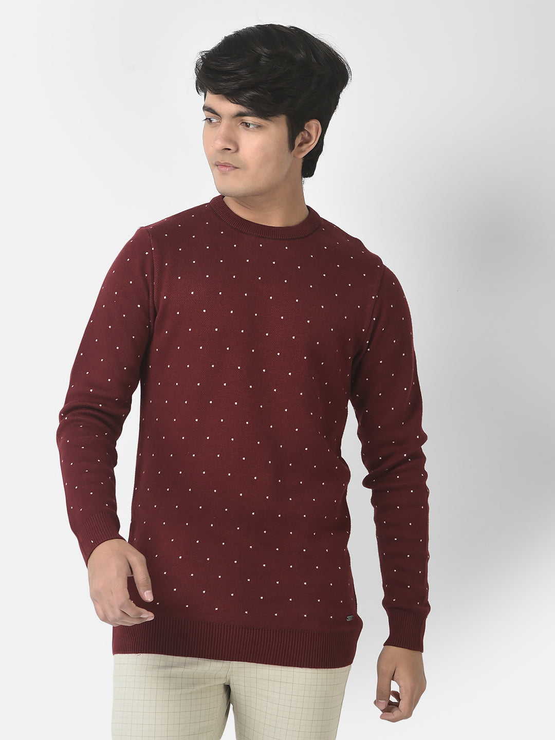  Maroon Polka-Dotted Sweater