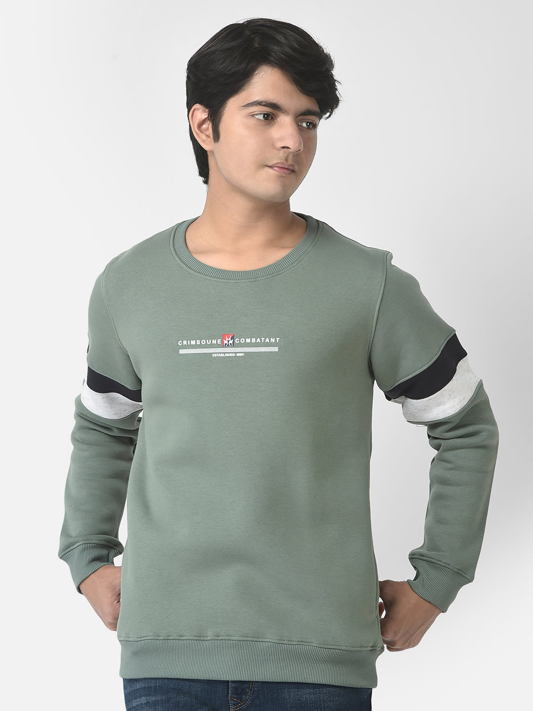  Oil-Green Brand-Logo Sweatshirt