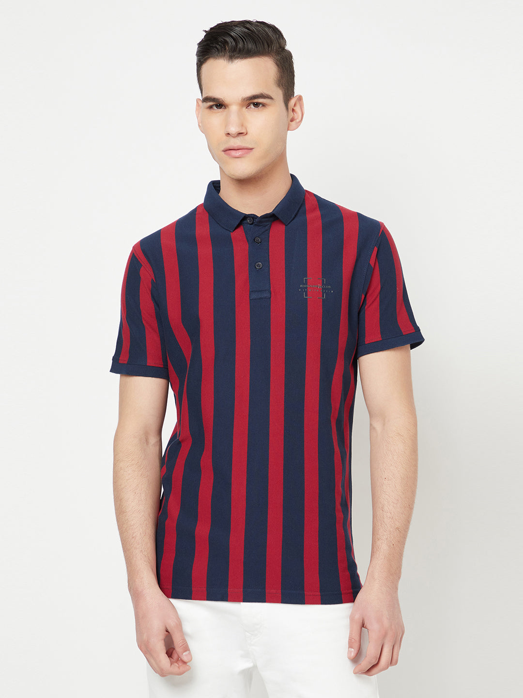 Maroon Striped Polo T-Shirt - Men T-Shirts