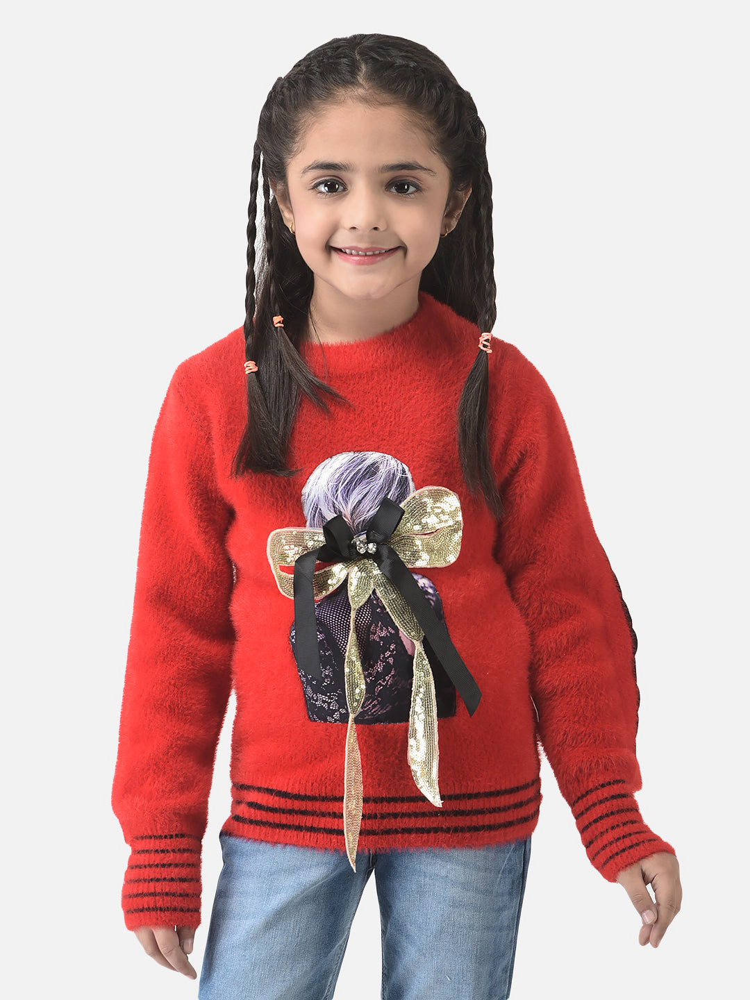  Red Sweater with Bow Detail