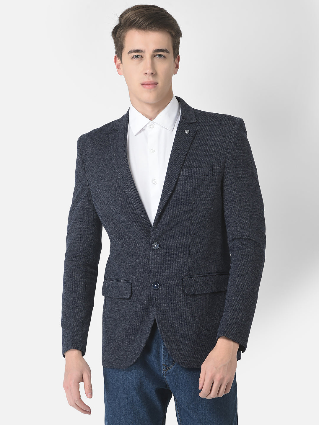  Navy Blue Melange Blazer