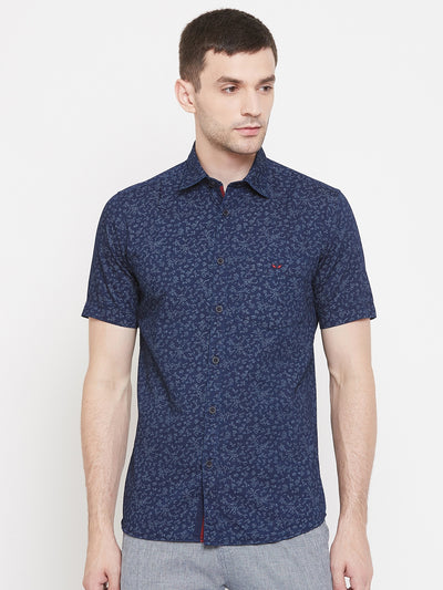 Navy Blue Printed shirt - Men Shirts